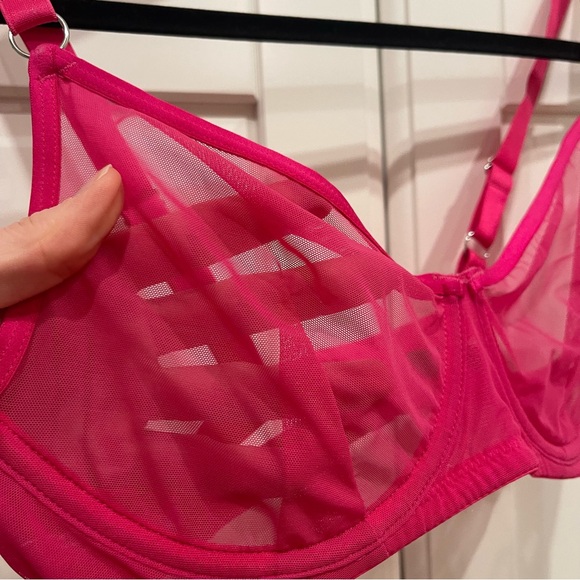 Blush Lingerie Hot Pink Mesh Underwire Bra - Picture 3 of 6